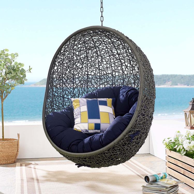 Hide Outdoor Patio Sunbrella® Swing Chair With Stand - Gray Navy
