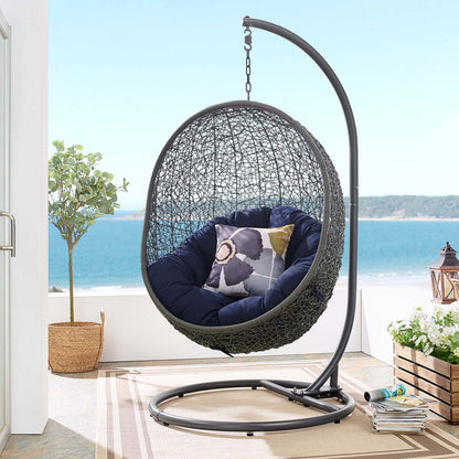 Hide Outdoor Patio Sunbrella® Swing Chair With Stand - Gray Navy