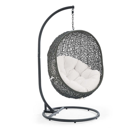 Hide Outdoor Patio Sunbrella® Swing Chair With Stand - Gray White