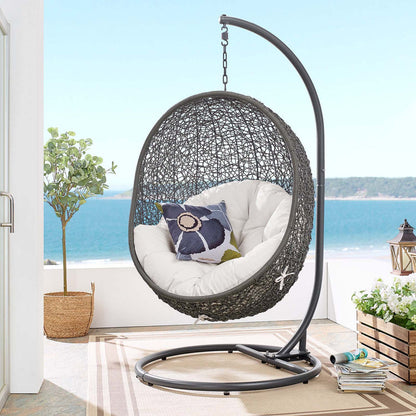 Hide Outdoor Patio Sunbrella® Swing Chair With Stand - Gray White