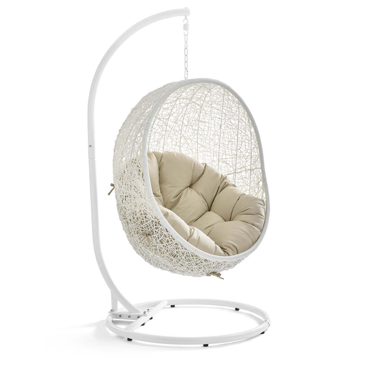 Hide Outdoor Patio Sunbrella® Swing Chair With Stand - White Beige
