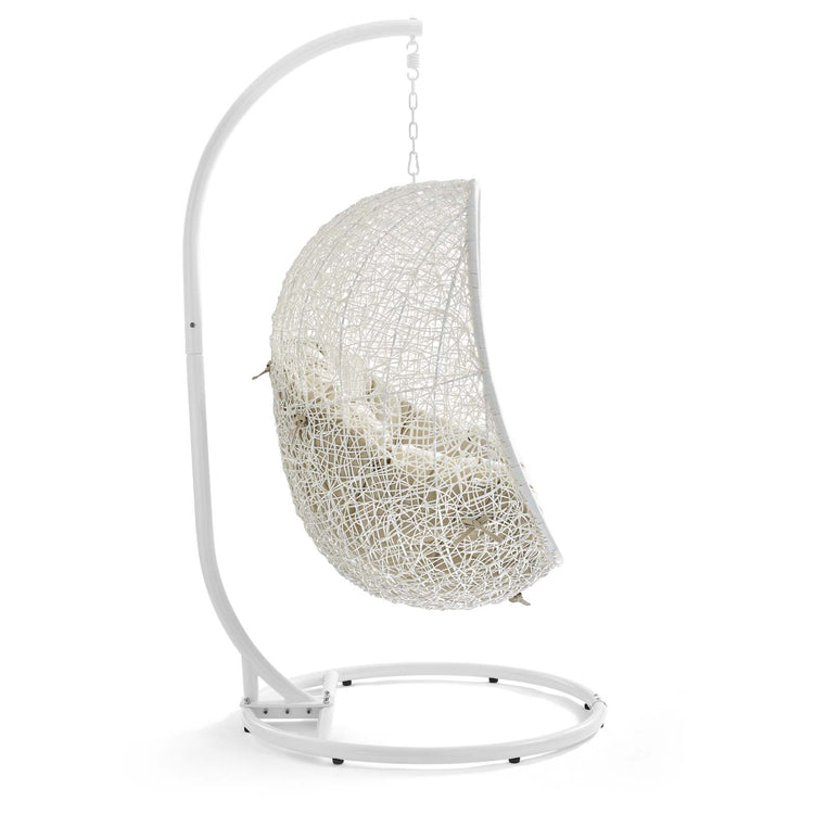 Hide Outdoor Patio Sunbrella® Swing Chair With Stand - White Beige