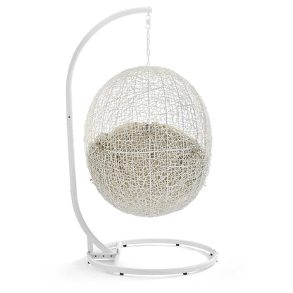 Hide Outdoor Patio Sunbrella® Swing Chair With Stand - White Beige