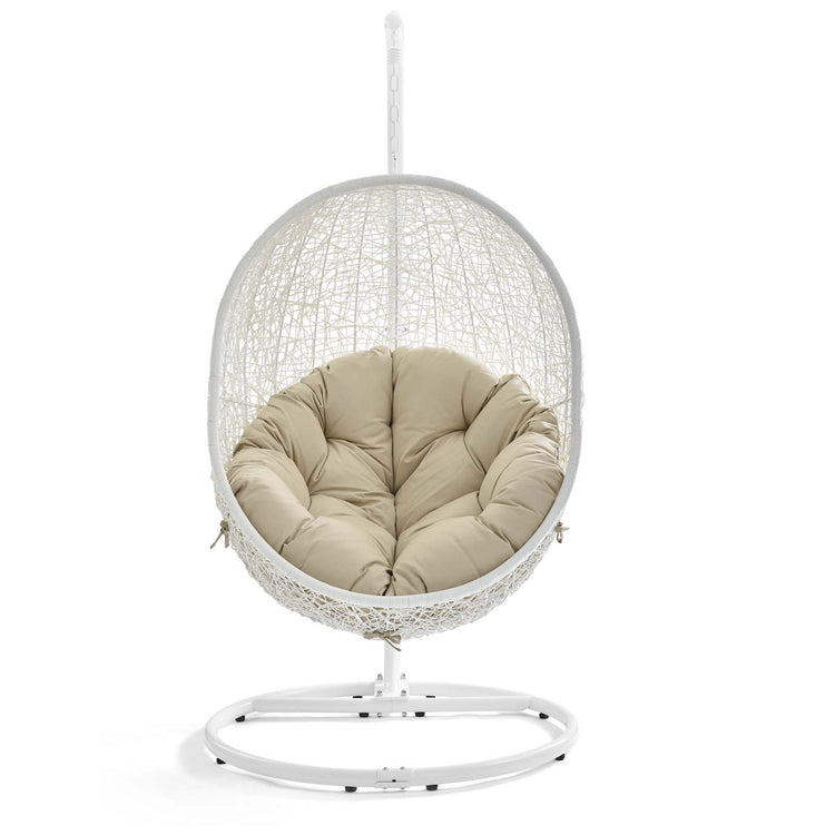 Hide Outdoor Patio Sunbrella® Swing Chair With Stand - White Beige