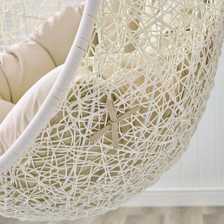 Hide Outdoor Patio Sunbrella® Swing Chair With Stand - White Beige