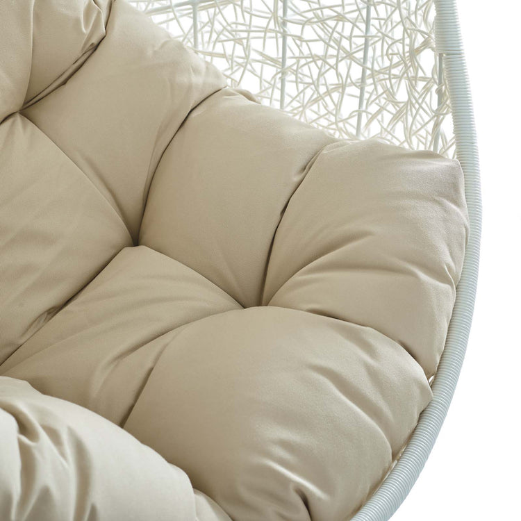 Hide Outdoor Patio Sunbrella® Swing Chair With Stand - White Beige