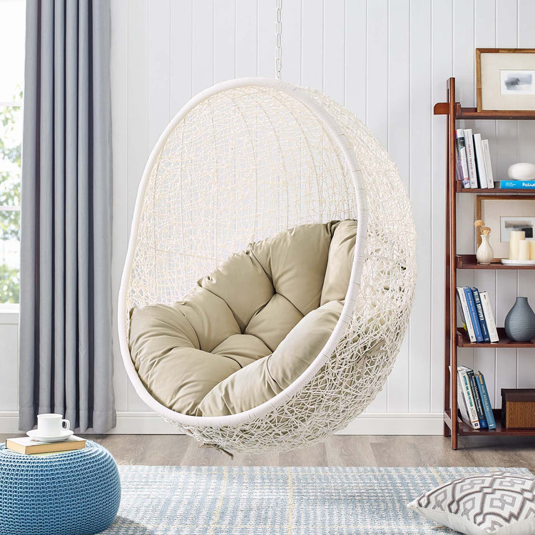 Hide Outdoor Patio Sunbrella® Swing Chair With Stand - White Beige