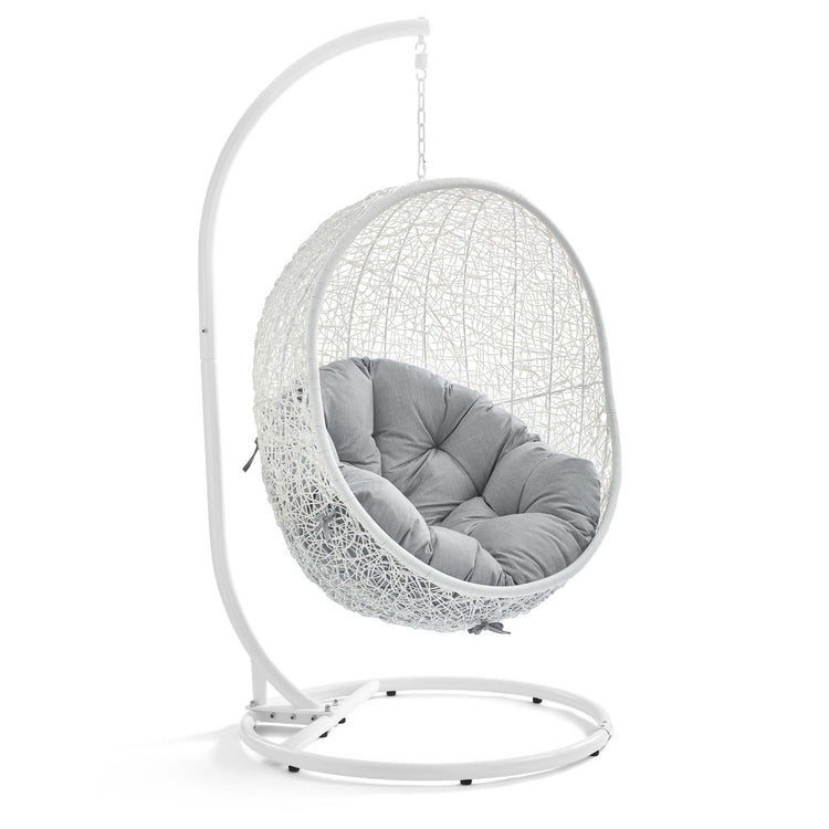 Hide Outdoor Patio Sunbrella® Swing Chair With Stand - White Gray