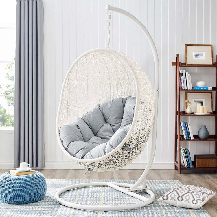 Hide Outdoor Patio Sunbrella® Swing Chair With Stand - White Gray