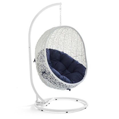 Hide Outdoor Patio Sunbrella® Swing Chair With Stand - White Navy