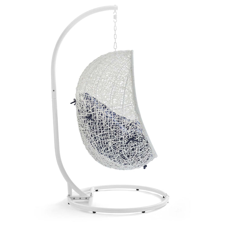 Hide Outdoor Patio Sunbrella® Swing Chair With Stand - White Navy
