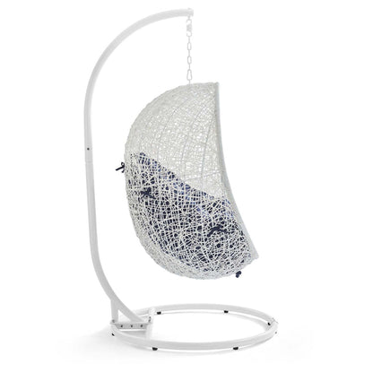 Hide Outdoor Patio Sunbrella® Swing Chair With Stand - White Navy