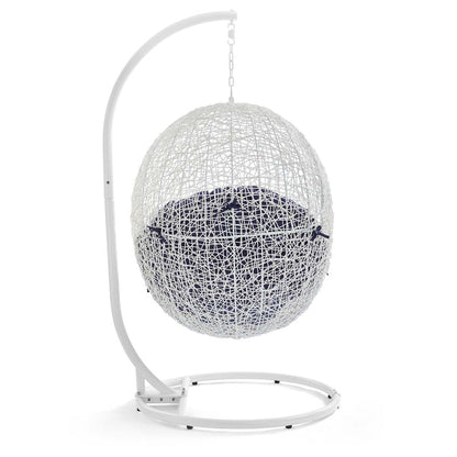 Hide Outdoor Patio Sunbrella® Swing Chair With Stand - White Navy