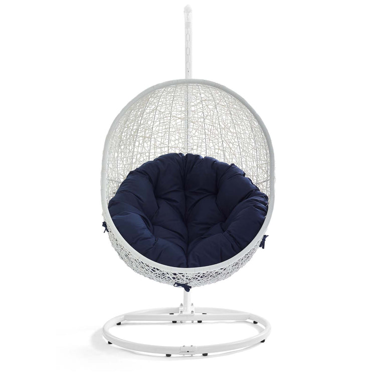 Hide Outdoor Patio Sunbrella® Swing Chair With Stand - White Navy