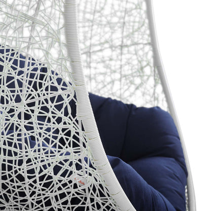 Hide Outdoor Patio Sunbrella® Swing Chair With Stand - White Navy