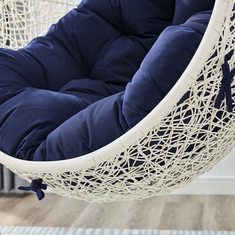 Hide Outdoor Patio Sunbrella® Swing Chair With Stand - White Navy