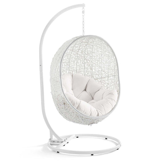 Hide Outdoor Patio Sunbrella® Swing Chair With Stand - White White