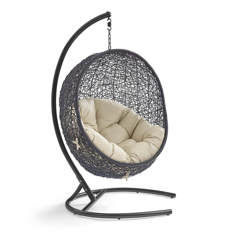Encase Sunbrella® Swing Outdoor Patio Lounge Chair - Black Beige