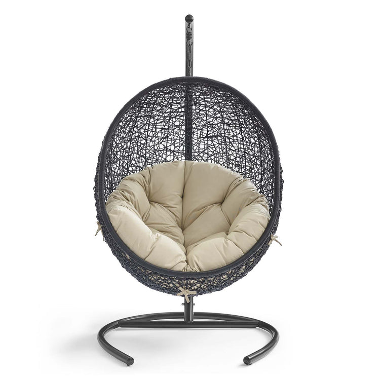 Encase Sunbrella® Swing Outdoor Patio Lounge Chair - Black Beige
