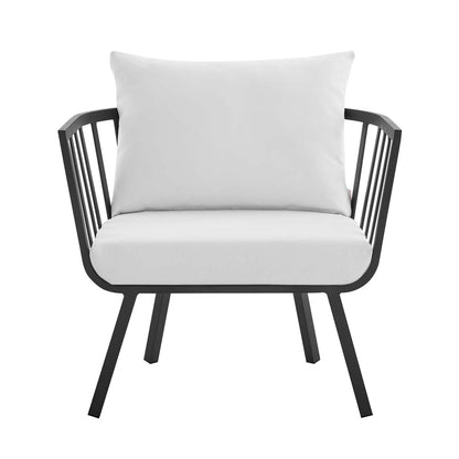 Riverside Outdoor Patio Aluminum Armchair Set of 2 - Gray White