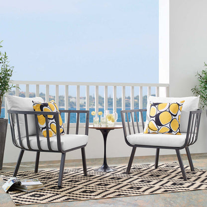 Riverside Outdoor Patio Aluminum Armchair Set of 2 - Gray White