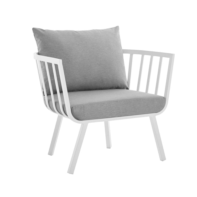 Riverside Outdoor Patio Aluminum Armchair Set of 2 - White Gray