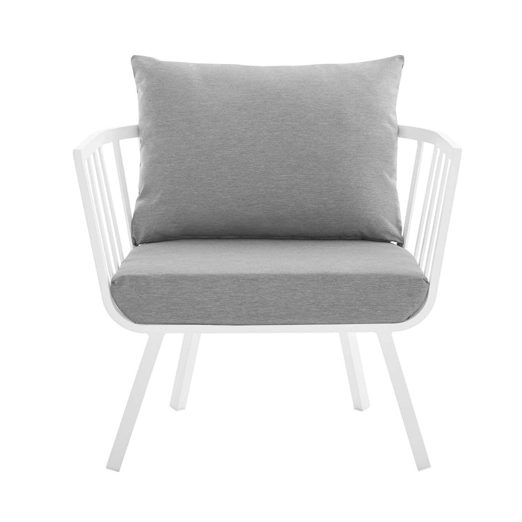 Riverside Outdoor Patio Aluminum Armchair Set of 2 - White Gray