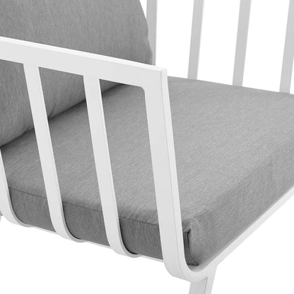Riverside Outdoor Patio Aluminum Armchair Set of 2 - White Gray