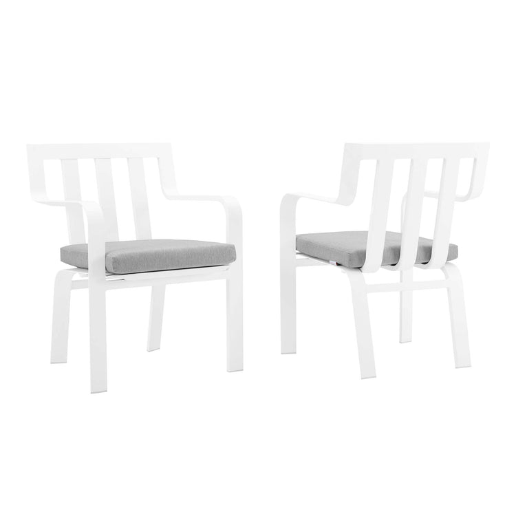Baxley Outdoor Patio Aluminum Armchair Set of 2 - White Gray