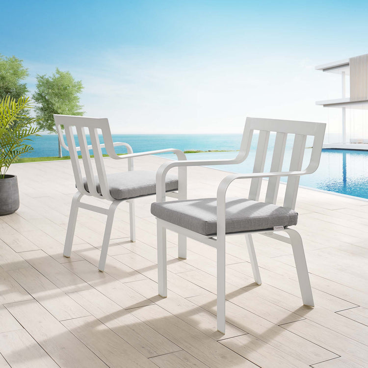 Baxley Outdoor Patio Aluminum Armchair Set of 2 - White Gray