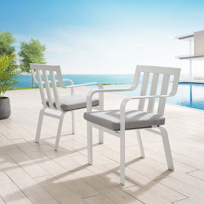 Baxley Outdoor Patio Aluminum Armchair Set of 2 - White Gray