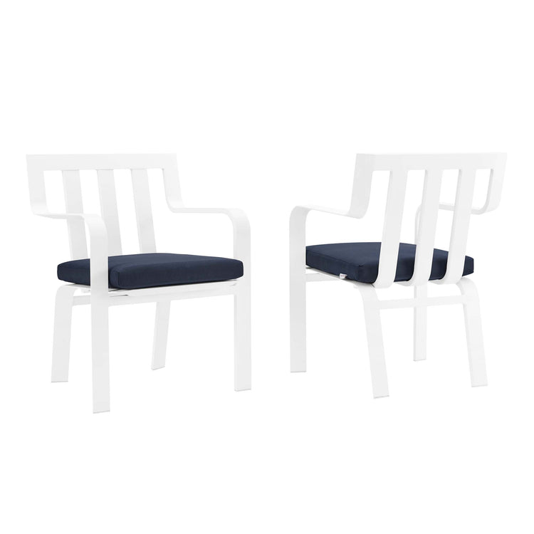 Baxley Outdoor Patio Aluminum Armchair Set of 2 - White Navy