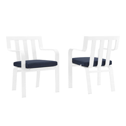 Baxley Outdoor Patio Aluminum Armchair Set of 2 - White Navy