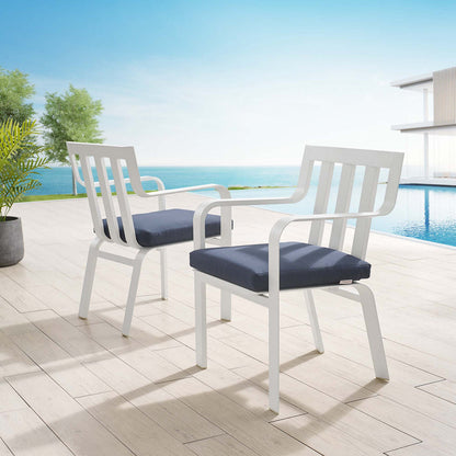 Baxley Outdoor Patio Aluminum Armchair Set of 2 - White Navy