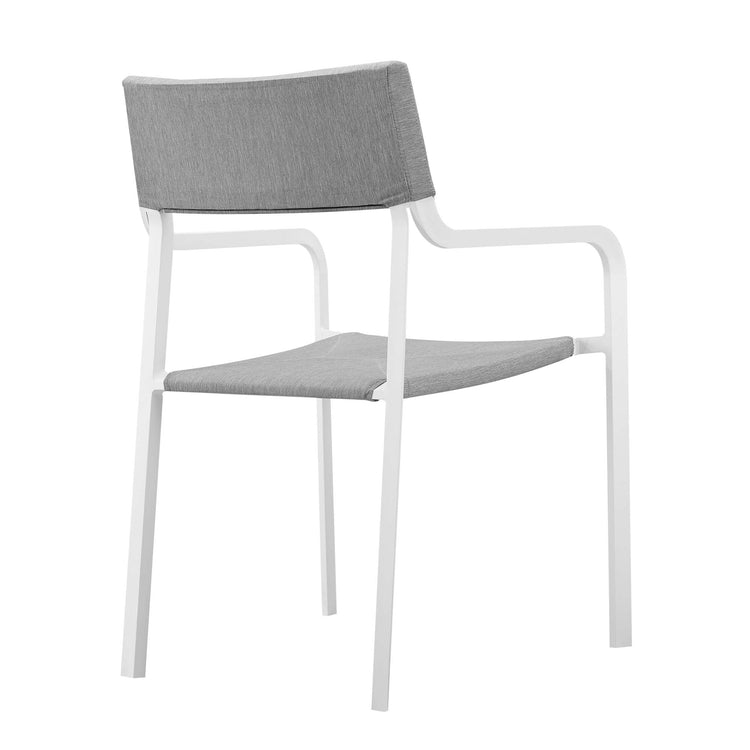 Raleigh Outdoor Patio Aluminum Armchair Set of 2 - White Gray