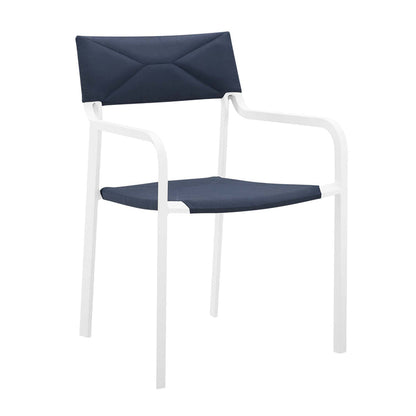 Raleigh Outdoor Patio Aluminum Armchair Set of 2 - White Navy