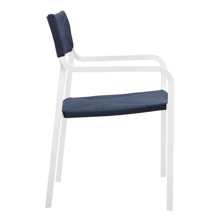 Raleigh Outdoor Patio Aluminum Armchair Set of 2 - White Navy