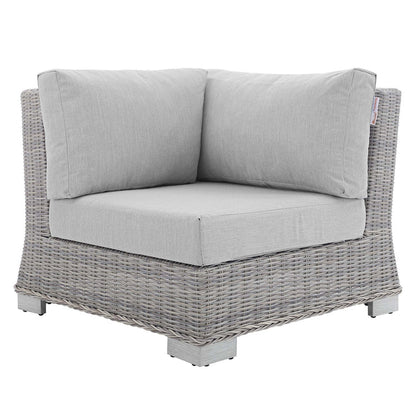 Conway Sunbrella® Outdoor Patio Wicker Rattan Corner Chair - Light Gray Gray