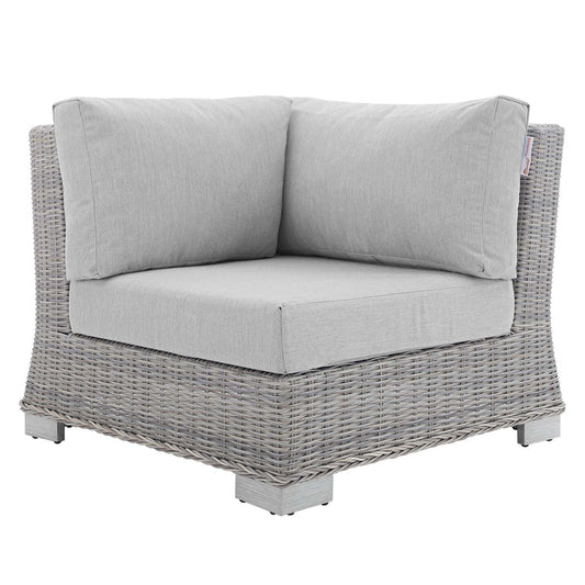 Conway Sunbrella® Outdoor Patio Wicker Rattan Corner Chair - Light Gray Gray