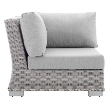Conway Sunbrella® Outdoor Patio Wicker Rattan Corner Chair - Light Gray Gray