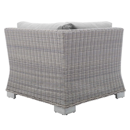 Conway Sunbrella® Outdoor Patio Wicker Rattan Corner Chair - Light Gray Gray