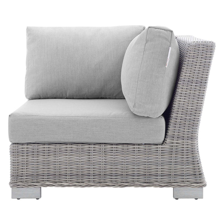 Conway Sunbrella® Outdoor Patio Wicker Rattan Corner Chair - Light Gray Gray