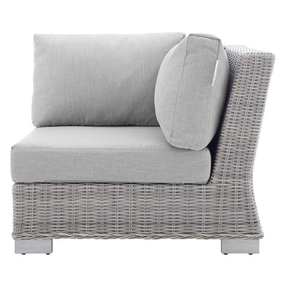 Conway Sunbrella® Outdoor Patio Wicker Rattan Corner Chair - Light Gray Gray