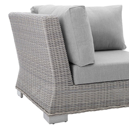 Conway Sunbrella® Outdoor Patio Wicker Rattan Corner Chair - Light Gray Gray