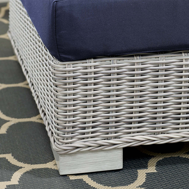Conway Sunbrella® Outdoor Patio Wicker Rattan Corner Chair - Light Gray Navy