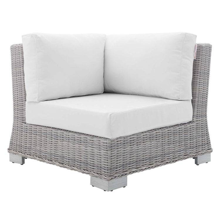 Conway Sunbrella® Outdoor Patio Wicker Rattan Corner Chair - Light Gray White