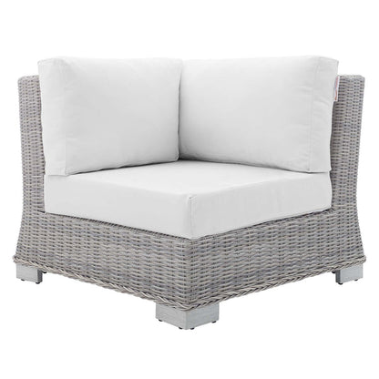 Conway Sunbrella® Outdoor Patio Wicker Rattan Corner Chair - Light Gray White