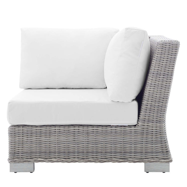 Conway Sunbrella® Outdoor Patio Wicker Rattan Corner Chair - Light Gray White