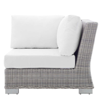 Conway Sunbrella® Outdoor Patio Wicker Rattan Corner Chair - Light Gray White