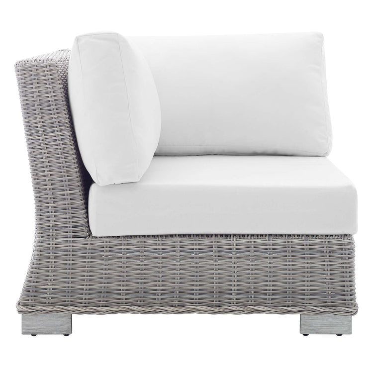 Conway Sunbrella® Outdoor Patio Wicker Rattan Corner Chair - Light Gray White